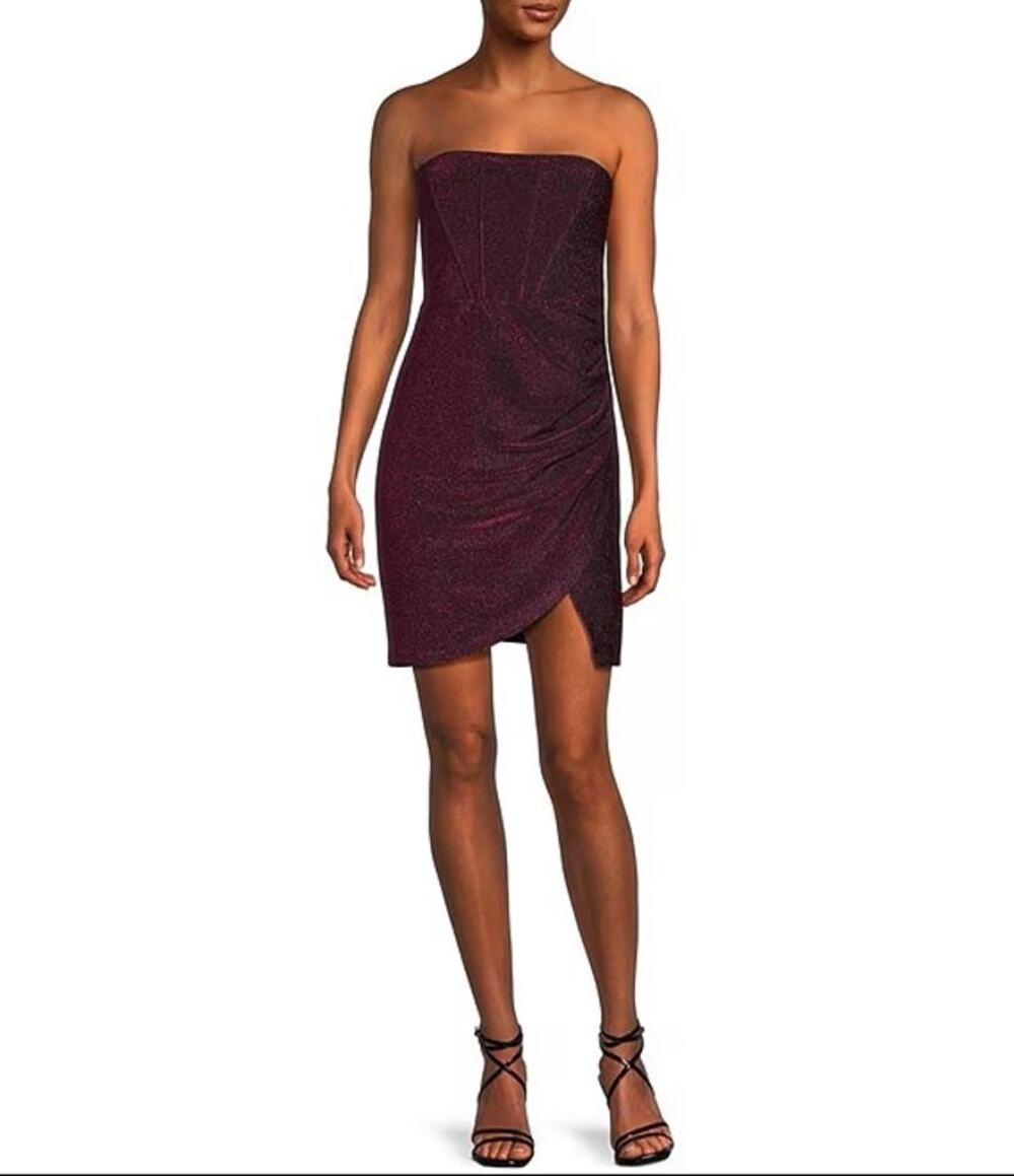 Lulus Sensational Shine Strapless Mini Dress Pink Size S
